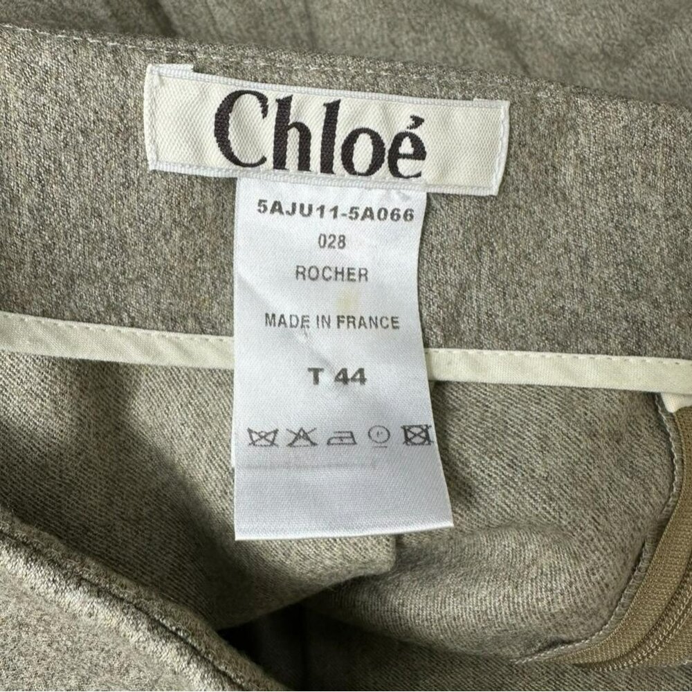 Chloé Womens Gray Pleated A-Line Wool & Cashmere Blend Skirt T44 Made In France - Picture 5 of 10
